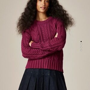 NWT J. Crew Heritage Cotton Cable Knit Sweater | Burgundy / Berry | Size S